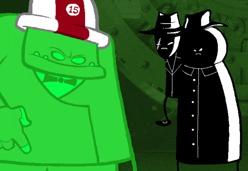 a black and white cartoon character with the number 15 on their hat