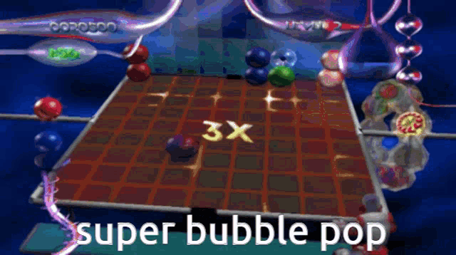 a video game with the words super bubble pop at the top