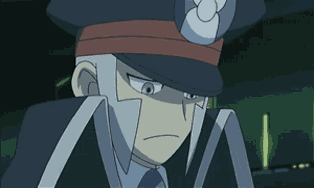 a close up of a cartoon character with a hat on