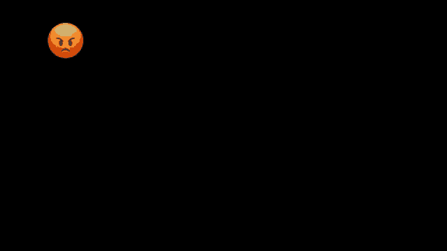 a row of orange angry faces are lined up on a black background