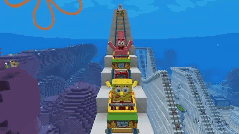 Spongebob Minecraft GIF - Spongebob Minecraft Roller Coaster GIFs