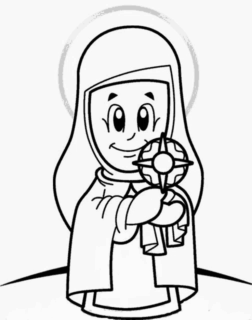 a black and white drawing of a woman holding a compass in her hands