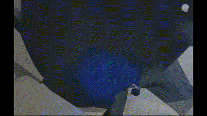 a blue ball is being thrown in the air in a video game .