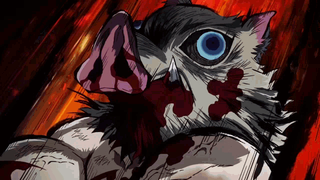 a drawing of a cat with a blue eye