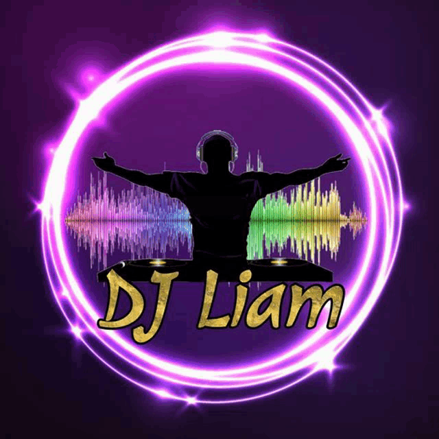 a dj liam logo with a silhouette of a dj