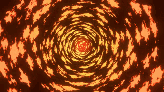 a swirl of orange and yellow circles with a red center