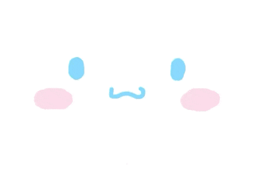 a cartoon face with a blue nose and pink cheeks .