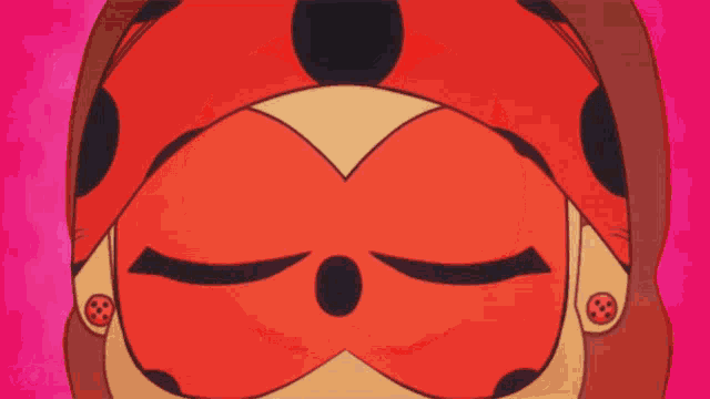 a close up of a cartoon character 's face with a red mask on