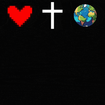 a picture of a cross a heart and a globe with 3:16 written below it