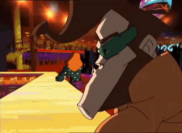 a cartoon character wearing a mask with the letter d on it