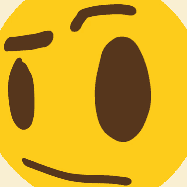 a yellow smiley face with a brown eye and a brown eyebrow