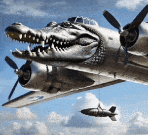 a plane with a crocodile head on it