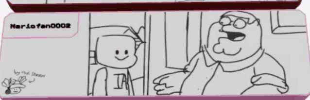 a drawing of a man and a girl with the name mario fan0002