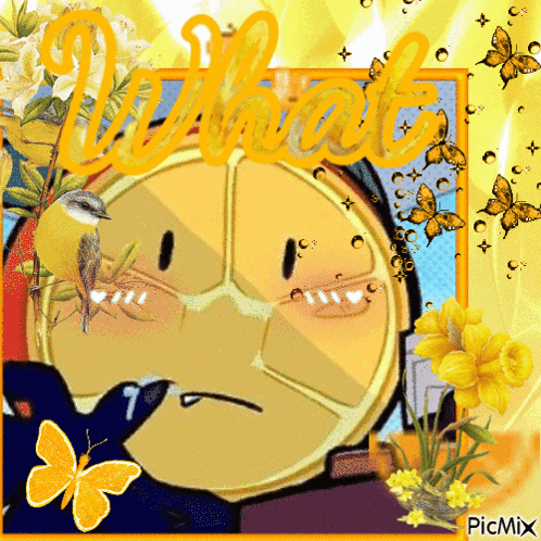 a picture of a clock with flowers and butterflies and the words what