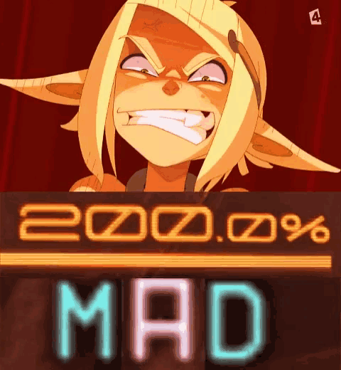 a picture of a cartoon character with a neon sign that says mad on it
