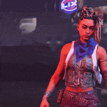 a woman wearing a blue scarf and gloves is giving the peace sign