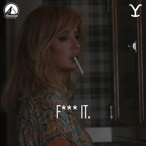 a woman smoking a cigarette with a paramount network logo in the corner