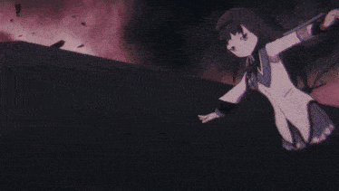 a cartoon of a girl with long hair holding a sword