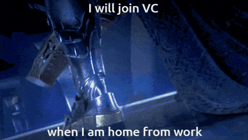 a screenshot of a video game says i will join vc when i am home from work