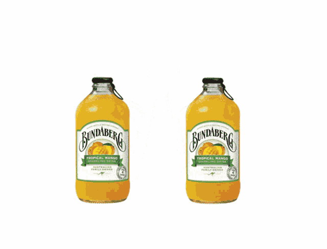 two bottles of bundaberg tropical mango drink