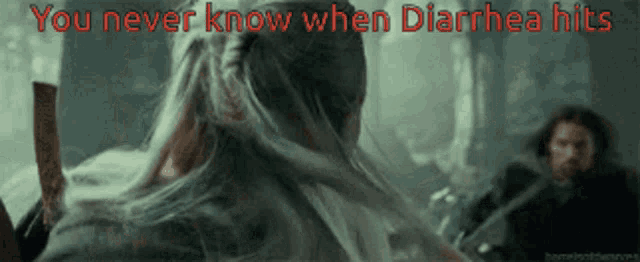a picture of a person with the words " you never know when diarrhea hits "