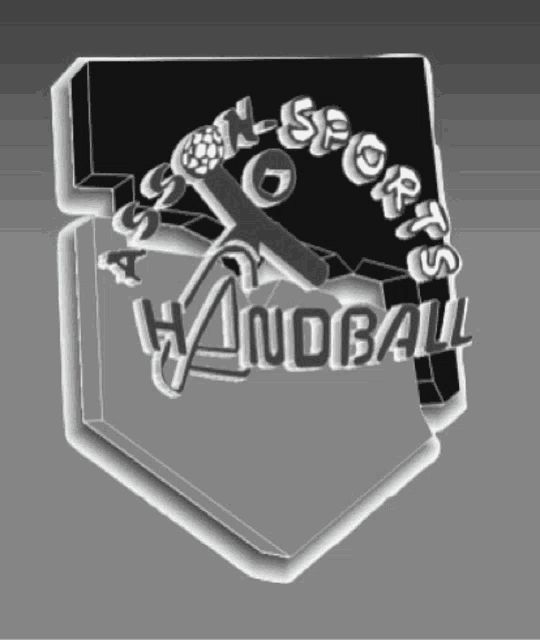 a black and white emblem with the word handball in the center