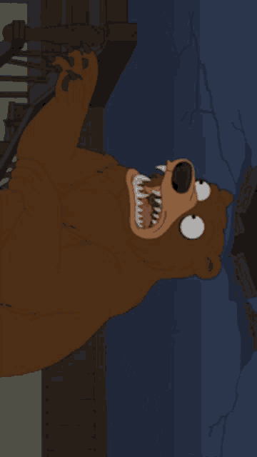 a cartoon of a bear with its mouth open and teeth