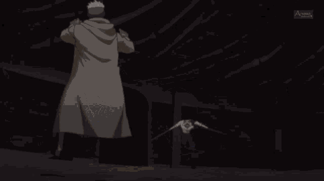 a man in a white coat is flying through the air in a cartoon