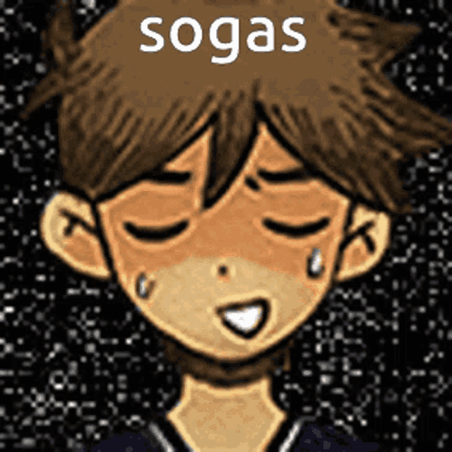 a cartoon character with the word sogas written on his head