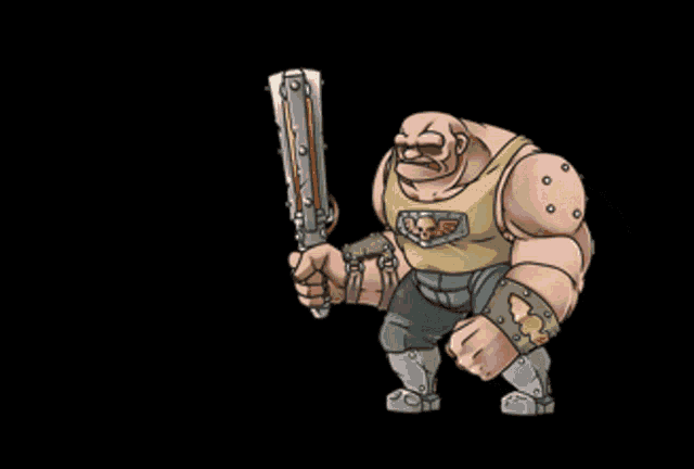 a cartoon of a man with a skull on his shirt holding a sword