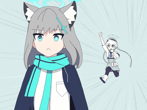 a cartoon drawing of a girl with a cat ear