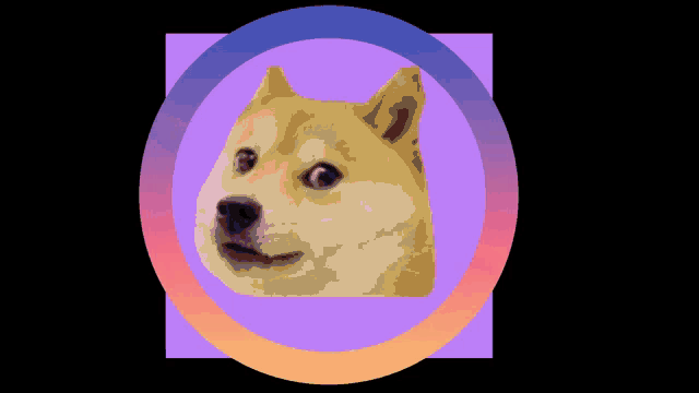 a picture of a dog in a circle with a black background