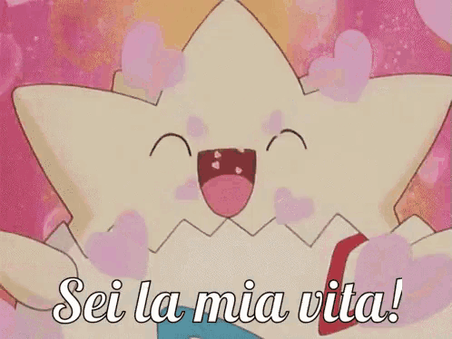 a cartoon character with the words sei la mia vita