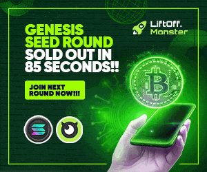 an advertisement for genesis seed round shows a hand holding a phone