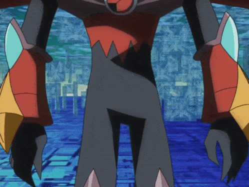 a close up of a cartoon character 's legs with a blue background