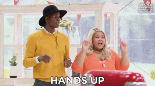 Hands Up Gcbs GIF - Hands Up Gcbs Great Canadian Baking Show GIFs