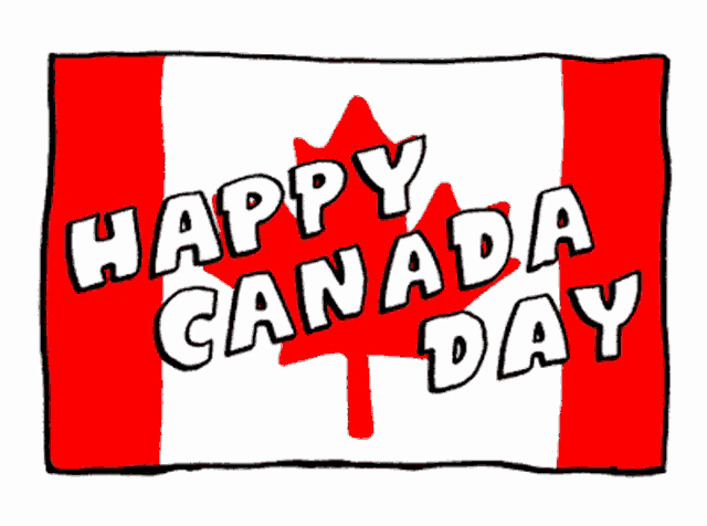 a drawing of a canadian flag with the words happy canada day on it
