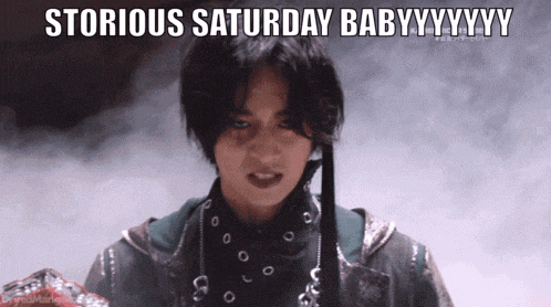 a picture of a man with the caption " storious saturday baby yy "