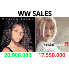 a poster showing mariah carey and christina aguilera ww sales