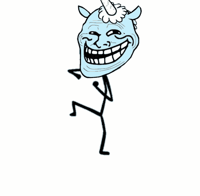 a troll face with a unicorn horn on its head