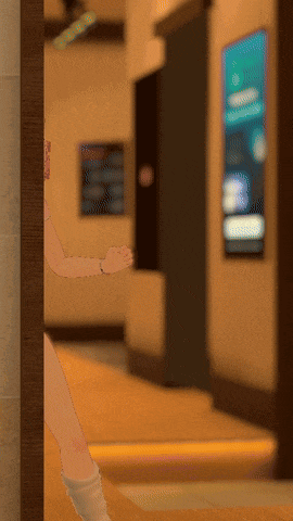 a computer generated image of a person standing in a room