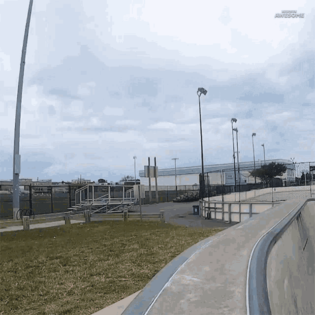 a picture of a skate park with the words awesome at the top