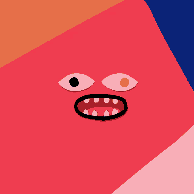 a hand is holding a zipper over a red face with eyes