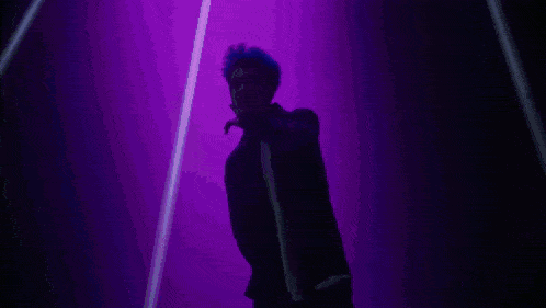 a person is flying through the air in a very foggy room