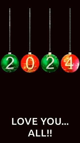 a happy new year greeting card with christmas ornaments