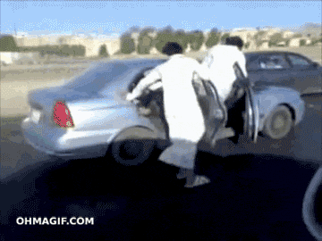 a gif of people getting out of a car with the url ohmagif.com