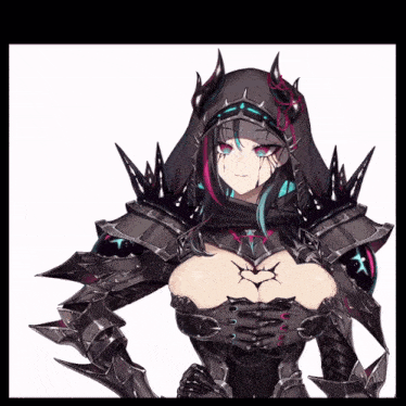 a drawing of a girl with horns and a hood on her head
