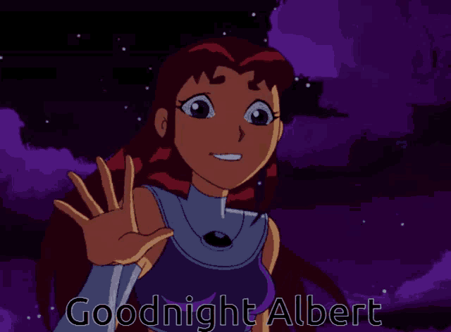 a cartoon character says goodnight albert in the corner