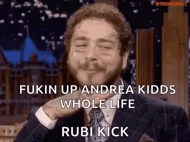 a man in a suit says fukin up andrea kidds whole life