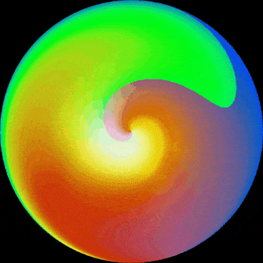 a rainbow colored circle with a green swirl in the middle